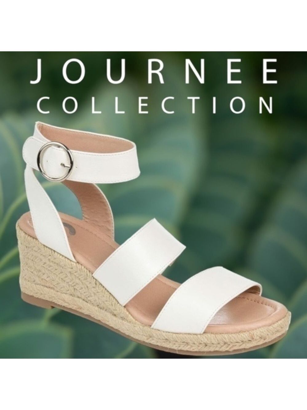 NEW JOURNEE COLLECTION White Norra Espadrille Wedge Sandals, 10M